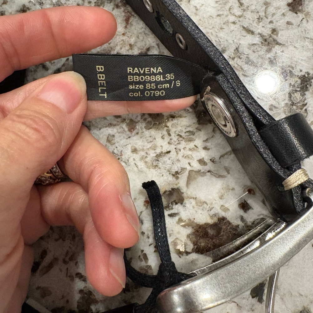 NWT Studded B Belt Ravena leather belt (85 cm size Small) black silver - Picture 11 of 12